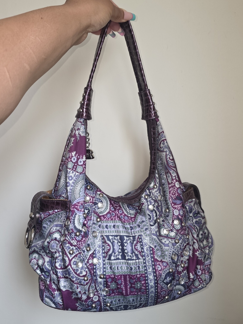Kathy Van Zeeland Purple Paisley Shoulder Bag